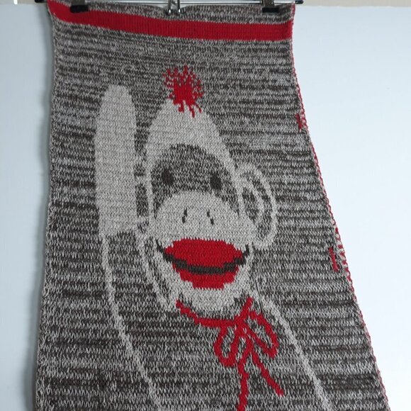 Green 3 Apparel Recycled Cotton Sock Monkey Scarf Long Novelty Whimsical 9.5x76 - Picture 2 of 8